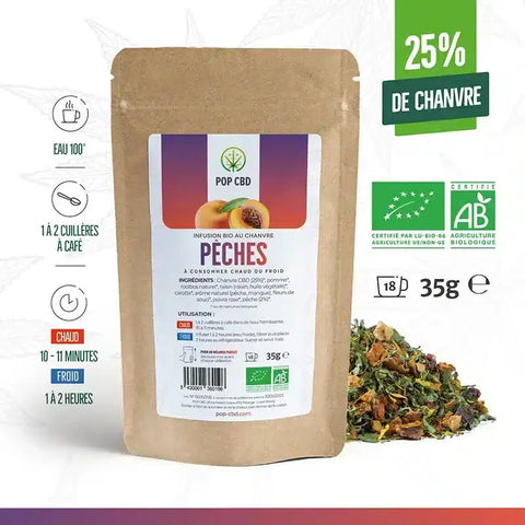 Tisane BIO Pêches - Pop CBD CBD France Discount